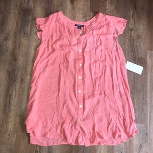 Pink button down tank blouse